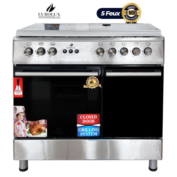 Cuisinière à Allumage Automatique - EUROLUX-Trendy Inox - 60*90 - 5 Feux | Glotelho Cameroun