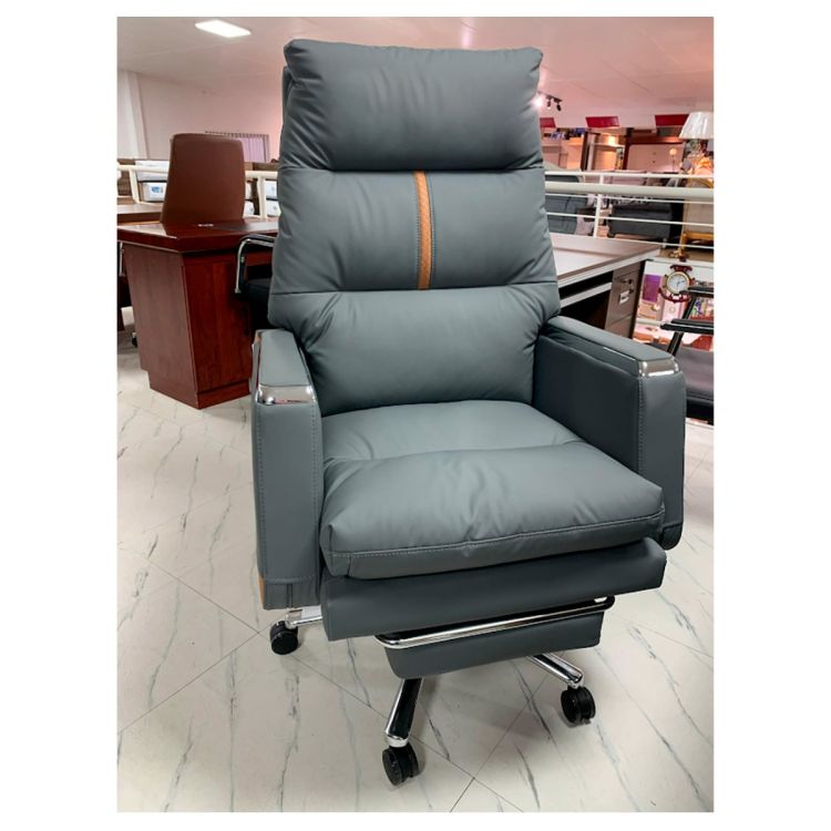 Fauteuil de bureau ergonomique – HB2503045 – Cuir Cat’s Paw – Gris – Accoudoirs – Pivotant – Roulettes – Pliable – Piètement aluminium – Style direction