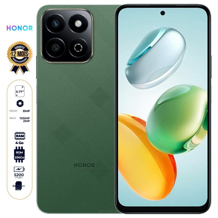 Honor X7c 4G - 256 Go - 4 Go RAM - 6,77’’ - Double Nano SIM - 108MP+2MP / 8 MP - 5200 mAh - Garantie 12 mois