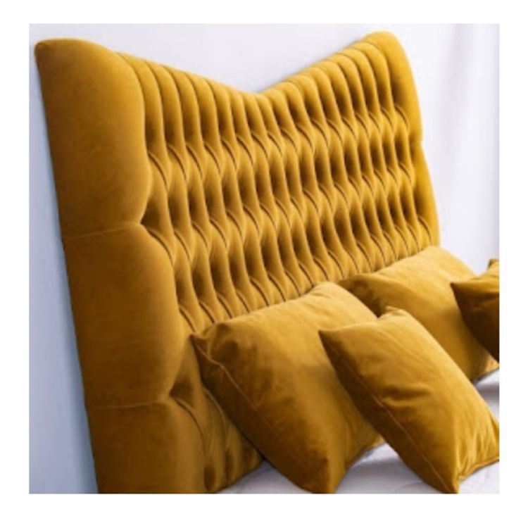 Lit royal 2 places - CHF-2Y - Velours avec mousse partout - Jaune - (Prix en fcfa) | Glotelho Cameroun