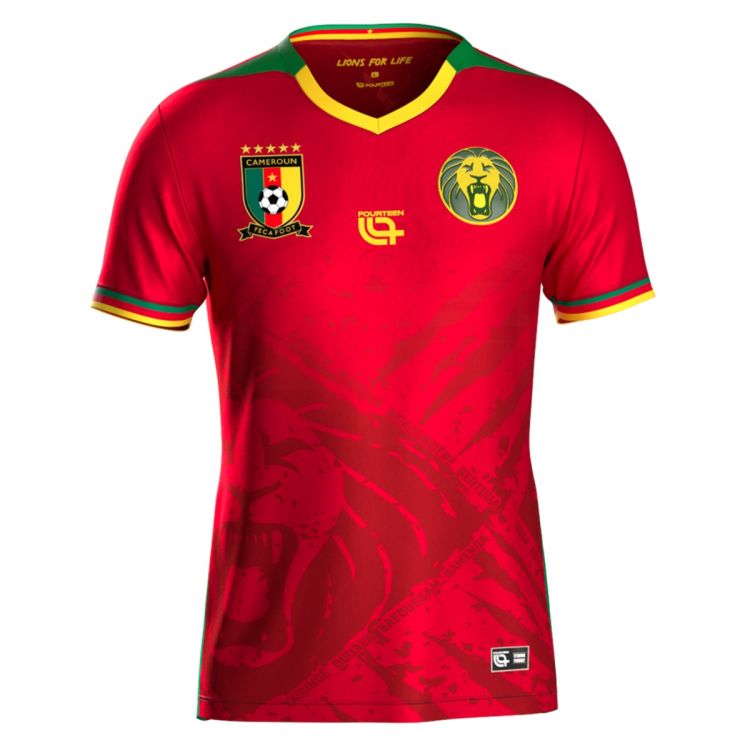 Maillot Officiel Lions Indomptables du Cameroun – Fourteen - Stadium Jersey - Rouge