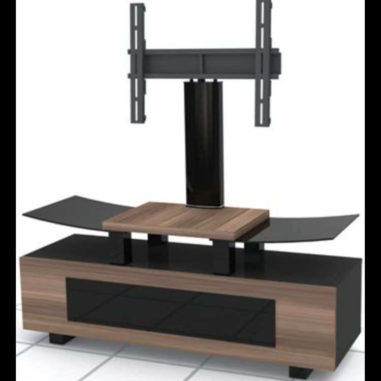 Meuble TV Beta avec étagère en verre - 4210-120-S - 19 à 42 pouces-  Marron/Noir  | Glotelho Cameroun