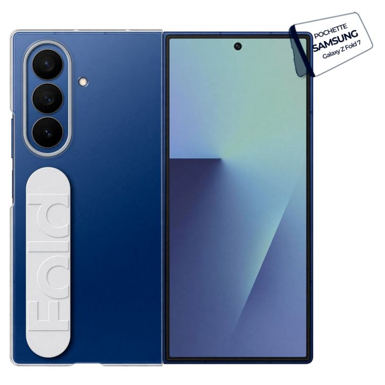 Pochette arrière – Samsung Clear Grip Case – Compatible Galaxy Z Fold 7 – Design transparent – Texture antidérapante – Protection charnière et capteurs