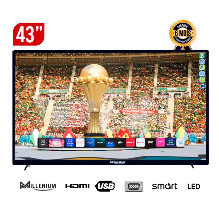 TV Smart HD-43AS7100 Millennium 43 pouces Android 12 - Full HD LED TV | Glotelho Cameroun