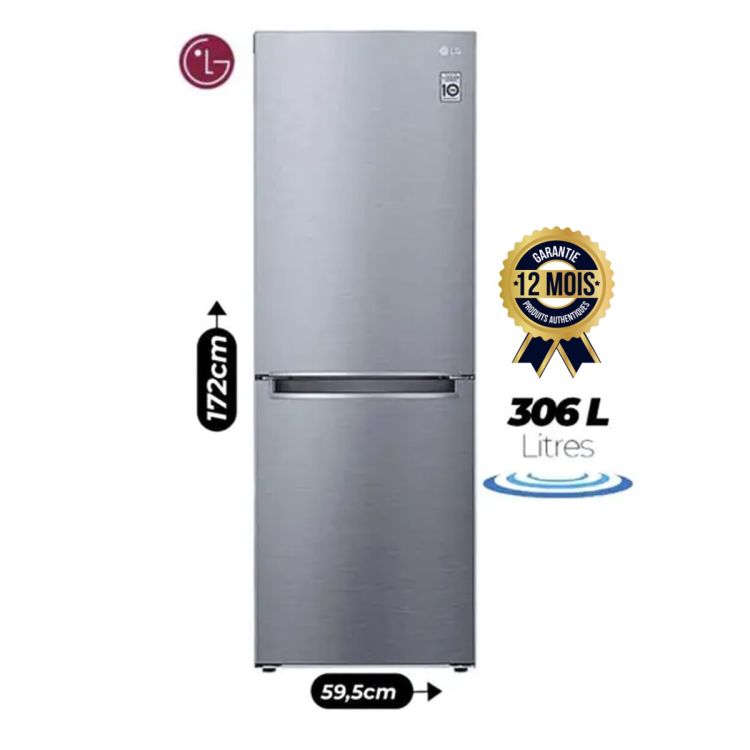 Réfrigérateur combiné LG - GC-B399NLJM - 306 litres - Argent - Garantie 12mois | Glotelho  Cameroun