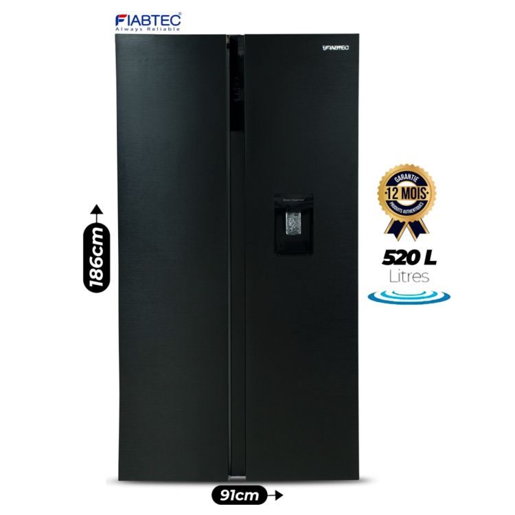 American refrigerator with water dispenser – FIABTEC – 520 litres – FTSBSS-590WE – No Frost – price Cameroon