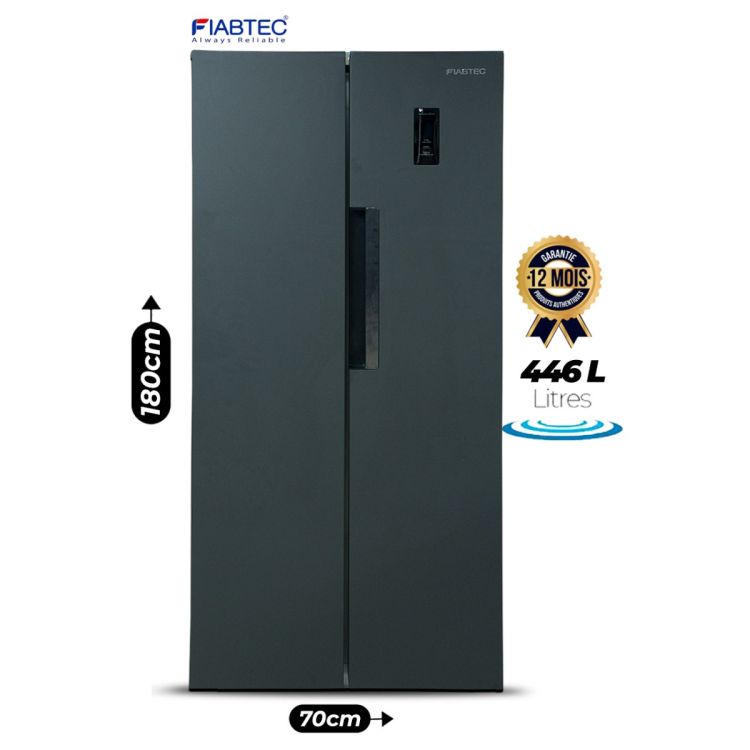 Fiabtec American Refrigerator - 446 Litres - FTSBSS-525WE - Dark Grey - price Cameroon