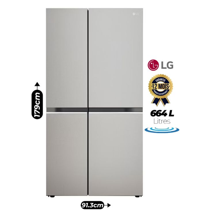 Réfrigérateur Américain – LG GC-B257KLJW – Volume 664 Litres - Classe energetique A+ - Froid ventilé - Compresseur lineaire - Système Multi Air Flow - Finition blanche – Garantie 12 mois