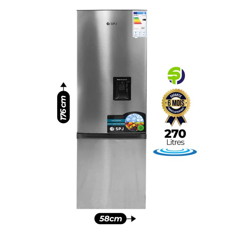 Réfrigérateur combiné -SPJ - RF-INU369C - Avec distributeur d'eau - No frost - 270L| Glotelho Cameroun