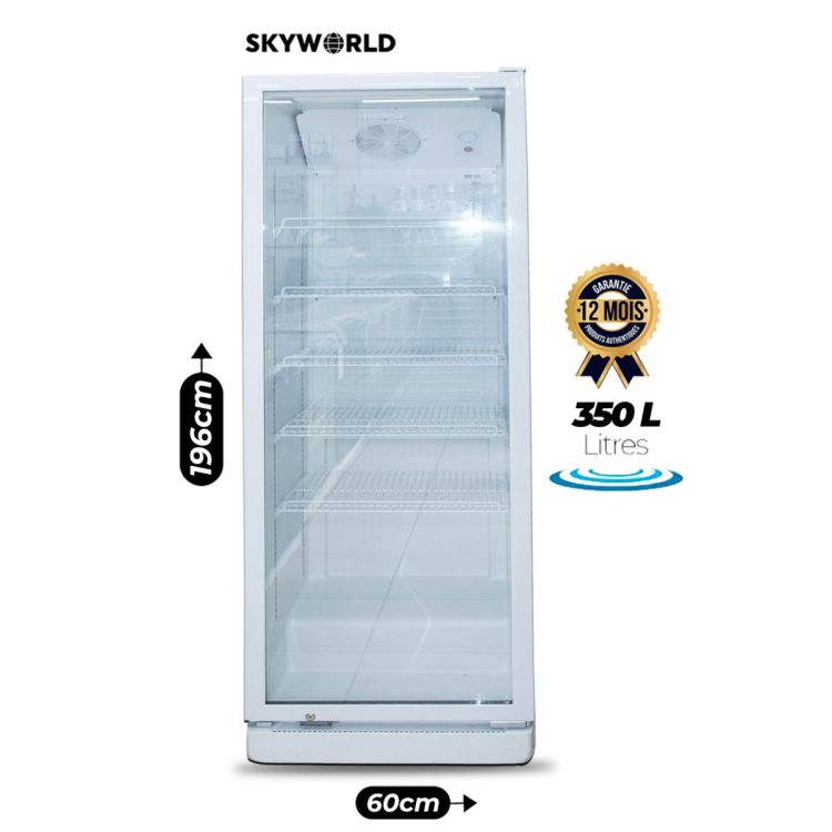 Réfrigérateur vitré d’exposition – SKYWORLD – SKW-460VC – 460 Litres – Refroidissement statique ventilé – Porte vitrée – Éclairage LED – Garantie 12 mois