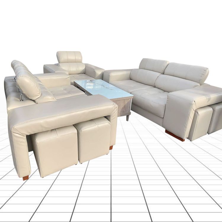  Salon 05 places  plus 4 poufs - En cure synthétique | Glotelho Cameroun