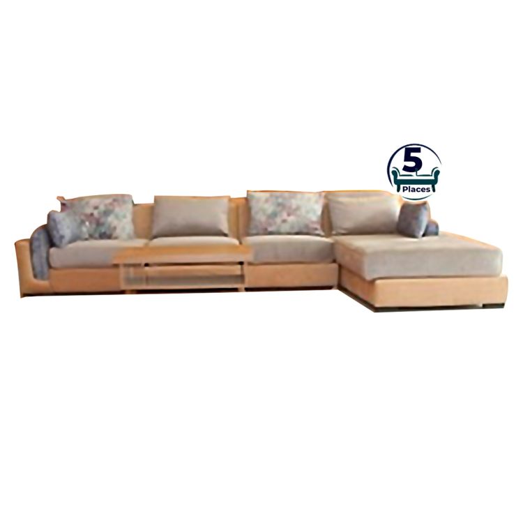 Salon d'Angle Haiti - 5 places - S-HAIT/5P - Gris/Marron | Glotelho Cameroun