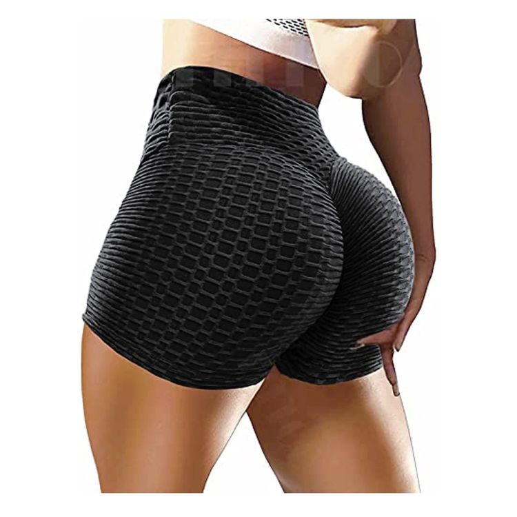 Short de yoga - Taille haute pour femme - Cordon de serrage froncé - Hot Pants Collants de course