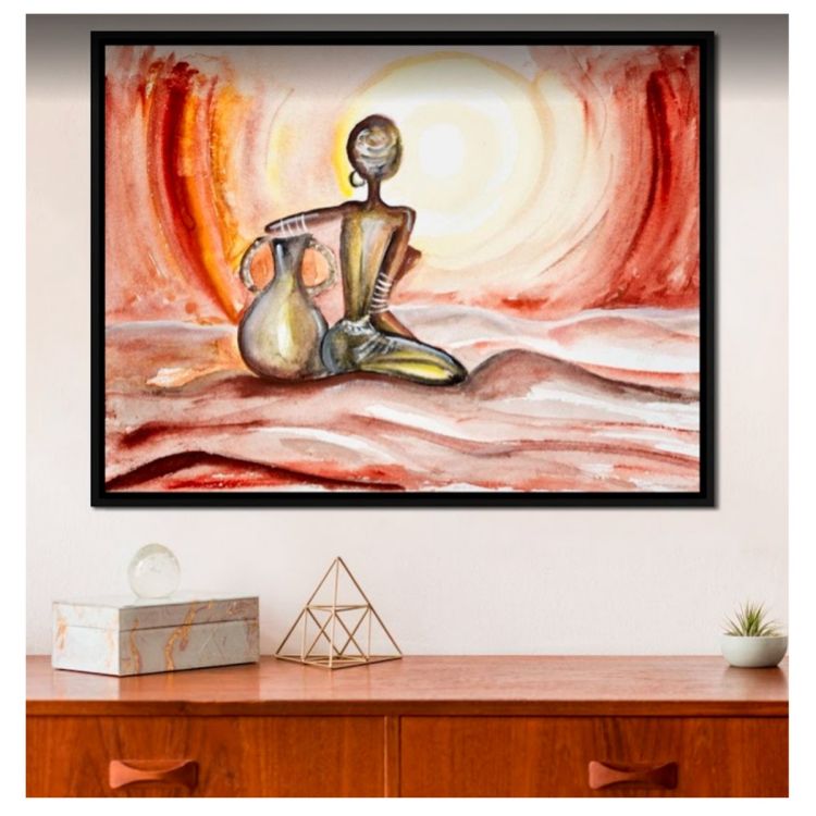 Tableau Décoratif - POFAL - Coucher de Soleil en Afrique - Toile Ultra HD - Cadre Bois 3 cm - Anti-UV