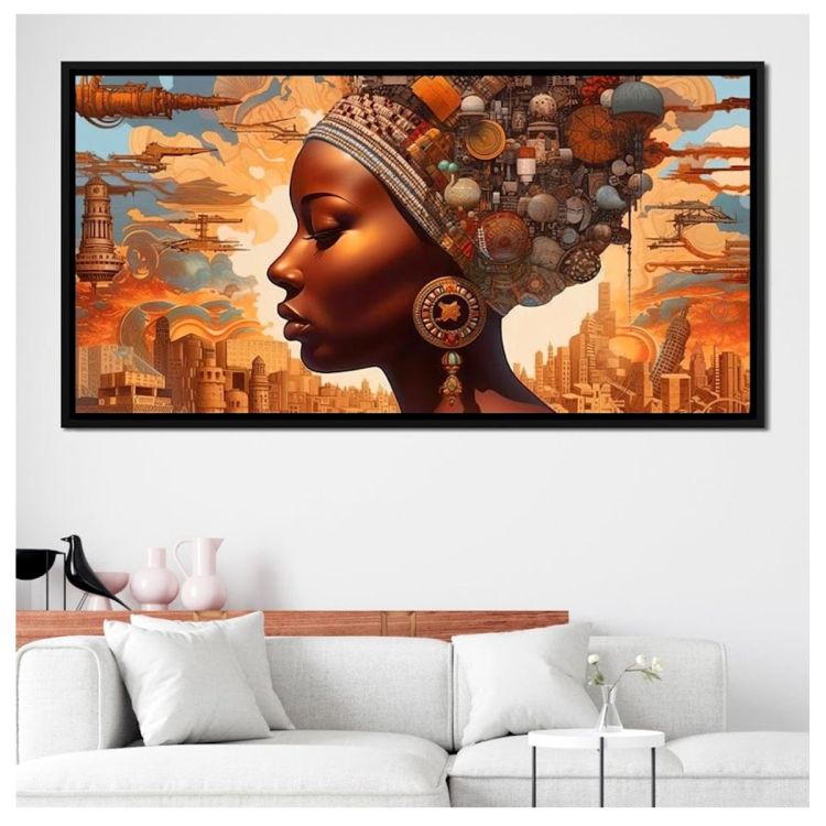 Tableau décoratif - POFAL - Portrait africain d'Izula - Toile ultra HD - Cadre en bois 3 cm - Anti-UV, Anti-humidité, Pose facile