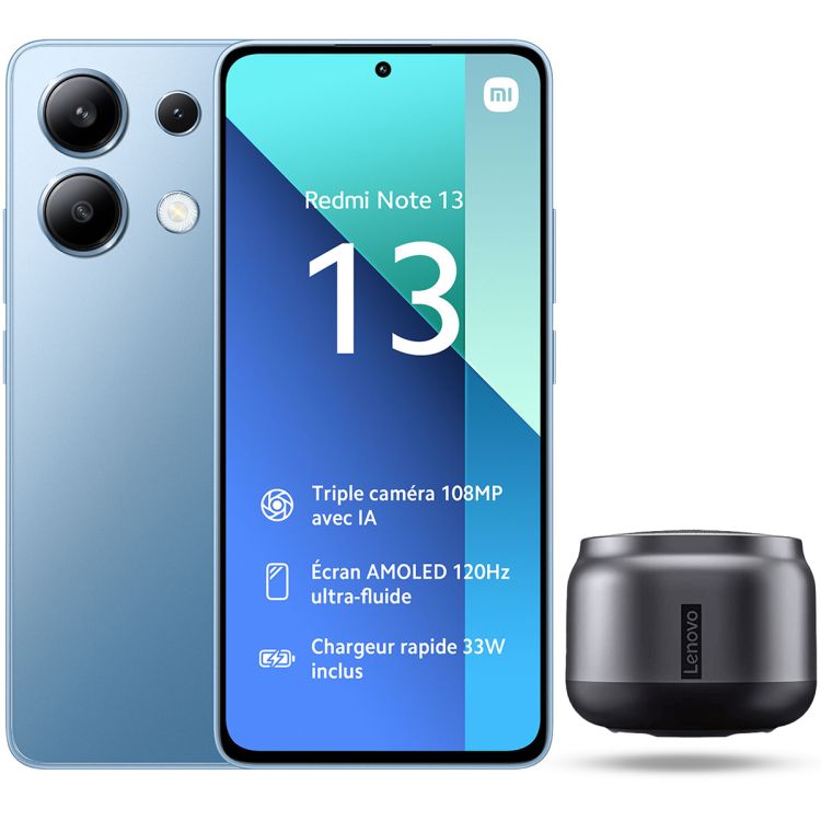Xiaomi Redmi Note 13 - 256 Go +  Mini Haut-parleur sans fil Bluetooth portable
