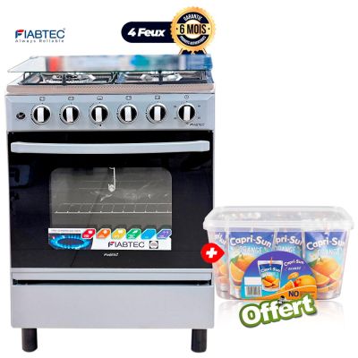 Cuisinière Fiabtec FTGox-6060 Silver 60x60 4 Feux - four avec grill + Pack  de 20 Jus Capri-Sun Orange