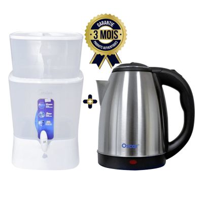 Filtre à Eau - Midea - Blanc - Plastique 25L + Bouilloir en Acier Inoxydable | Glotelho Cameroun