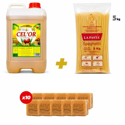 Huile raffinée Cel'or - 20 Litres + Spaghetti PASTA - 5KG + 10 Savon Azur - 400g + 1 Tablier Offert