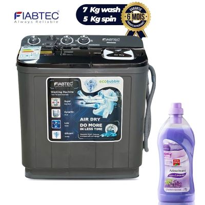 Machine à Laver semi automatique FIABTEC 7Kg + Adoucissant BELLE FRANCE Lavande 1L OFFERT - Garantie 6 mois