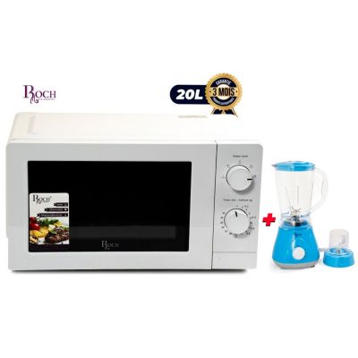 Pack Électroménager Roch - Micro-ondes - RMW-20LM-A - 20 Litres - 700W + Blender 2 en 1 - RBL-115-C - 1.5 Litres - 400W - 1 Bol Broyeur - Garantie 3 mois
