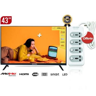 Pack SMART TV Android MEWE 43 - LED Full HD + Rallonge Mewe 4 Prises Max 2500W au prix d'un sur Glotelho.