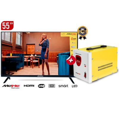 SMART TV MEWE 55 - LED UHD 4K + Régulateur de tension MEWE 1000VA offert en vente sur Glotelho.