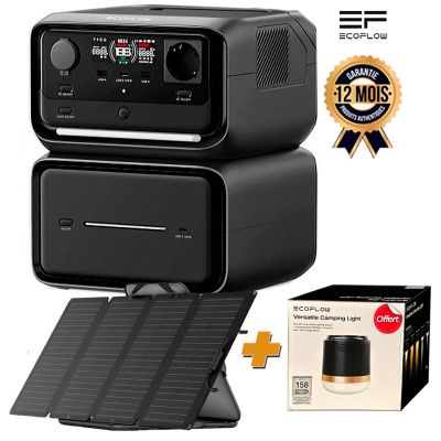 Pack Station énergie EcoFlow RIVER 3 Plus 286 Wh -EU-CBOX + Batterie EB600 - 572 Wh + Panneau Solaire 160W Ecoflow - Garantie 12 mois + Lampe de camping polyvalente EcoFlow Offerte