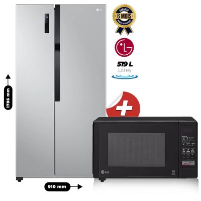Réfrigérateur LG Side By Side 519 Litres  + Micro Onde LG 20 Litres Offert