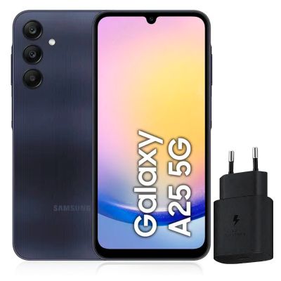 Samsung Galaxy A25 - 128 Go - 6 Go RAM + Boitier Original de charge Samsung 45W