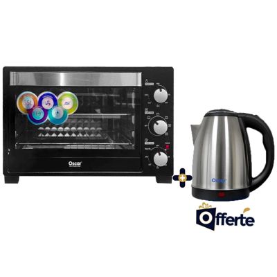 Four électrique avec grill et rôtissoire - Oscar - 1500 watts - 35 Litres + Bouilloire - 1500W - 2L| Glotelho Cameroun