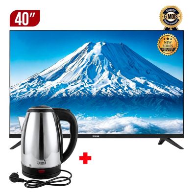 Pack Téléviseur Numérique - ICONA ILED-K400DTS - Écran 40" LED - Design sans bords - Décodeur intégré + Bouilloire Électrique 2 L - ICONA LONDON ILK-200SSB - 1500W