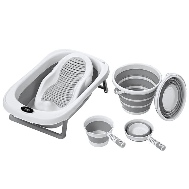 Baignoire Pliable, Baignoire Pliable Bébé Avec Bouchon De Vidange Et Triangle D'appui, 75x45x25cm Baignoire Bébé Portable Multifonction, Bassin De Douche Portable Pour Les 0-8 Ans, Blanc