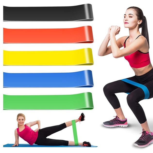 Lot De 5 Bandes De Résistance Musculation – TPE, 5 Niveaux (10-30 Lbs), Fitness, Pilates, Yoga, Maison