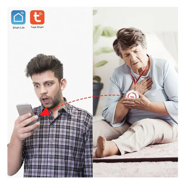 Bouton Panique Intelligent Sans Fil WiFi ChunHee - Rechargeable, Lié Au Téléphone