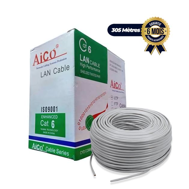Bobine Câble Réseau FTP CAT6 – 305 Mètres – 23AWG CCA – Blanc