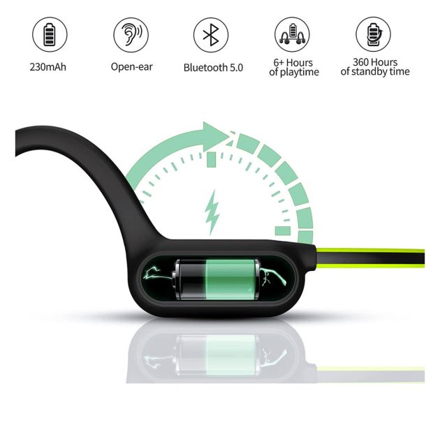 Casque Conduction Osseuse Bluetooth 6.0 Open Ear - Écouteurs Sport IPX7 Pour Course Cyclisme Fitness