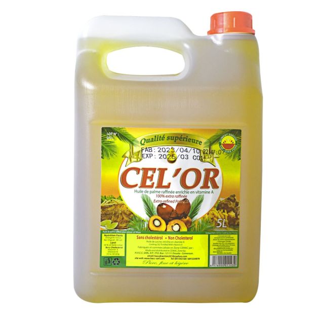 Huile de Palme Raffinée CEL'OR - Enrichie en vit A - 100% extra rafinée - 5L