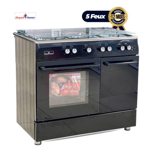 Cuisinière à gaz naturel autonome à 5 flammes, portable, avec support de rangement à 2 niveaux, pour camping, camping-car, extérieur Cuisinière à gaz naturel autonome à 5 flammes, portable, avec support de rangement à 2 niveaux, pour camping, camping-car, extérieur
