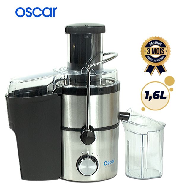 Extracteur de Jus Multifonction 4 en 1 OSCAR - OSC-718T4 - Centrifugeuse 600W avec Blender 1,6L, 2 Vitesses + Pulse, Système Anti-Goutte, Réservoir à Jus 700ml - Gris/Noir - Garantie 3 Mois