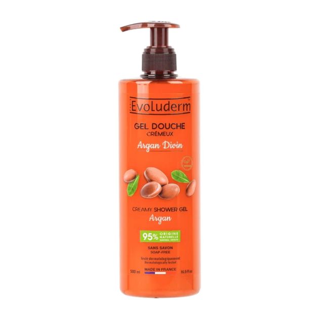 Evoluderm - Gel Douche Crémeux Argan Divin – À l'Huile d'Argan & Karité - 500ml