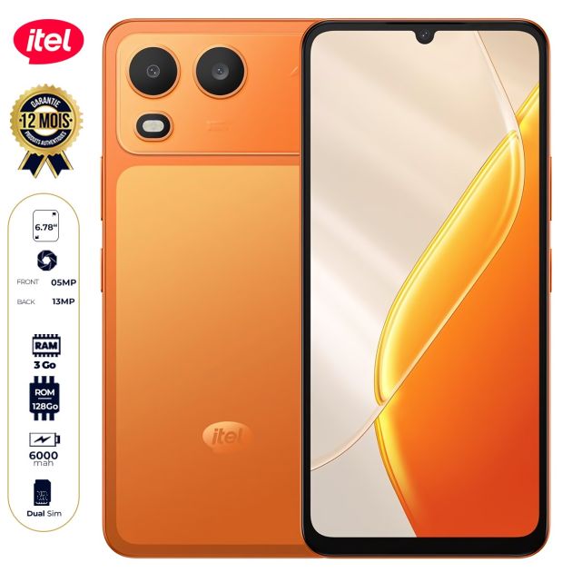 itel A200 - 64Go - 3 Go RAM - 6.75" - 2 Nano SIM - 13MP/ 5MP - 6000 mAh - Garantie 12 mois