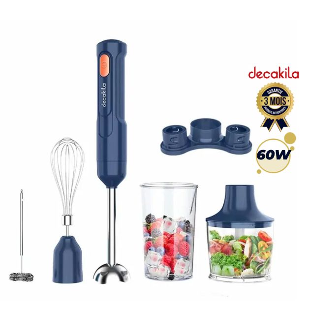 Kolohoso Mixeur Plongeant 1500W 4-en-1 – 21 Vitesses + Turbo – Avec Fouet, Hachoir 600 Ml & Gobelet 800 Ml – Puissant Et Polyvalent