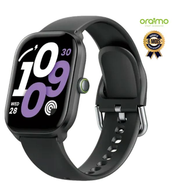 Montre connectée ORAIMO Watch 6 lite - OSW-809 - Appels Bluetooth - Écran HD 2,01" - Étanchéité IP68 - Jusqu'à 30 jours d'autonomie - 100 modes sportifs - Noir - Garantie 6 mois