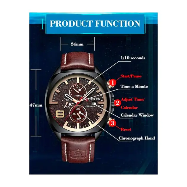 Montre Homme RELOCK - 3 Bracelets Cuir Marron - Étanche, Quartz - Style Luxe Cadeau