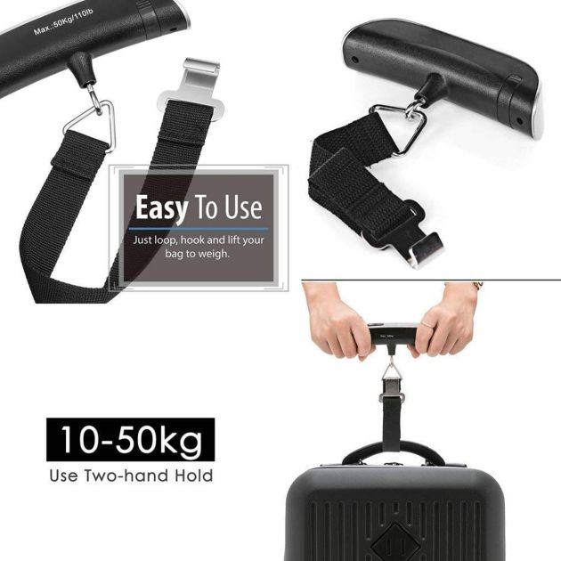 Balance à Bagages Numérique - Portable et Précise, Capacité 50 kg/110 lb avec Écran LCD Rétroéclairé
