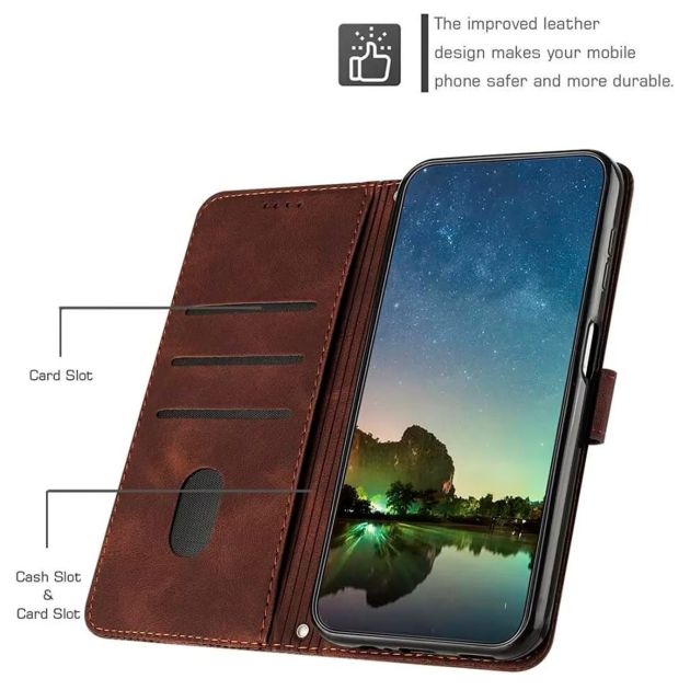 Étui Porte-feuille Luxe Pour Xiaomi Redmi 15 4G/5G – Rabat Aimanté Et Coque Complète, Cuir Synthétique Motif Grille, Finition Mat
