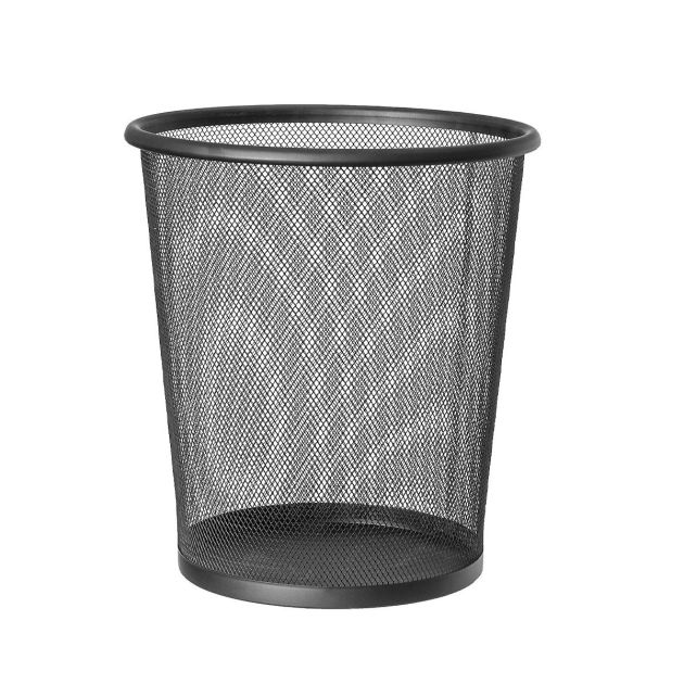 Lot De 3 Poubelles Métal 12L Avec Rebord Anti-Fuite | Noir | Pour Bureau, Cuisine, Salle De Bain | Facile à Nettoyer