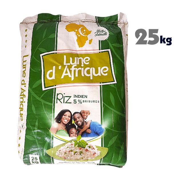 Riz Indien Lune d'Afrique 25 Kg – Riz Premium 5% Brisure de Qualité Supérieure