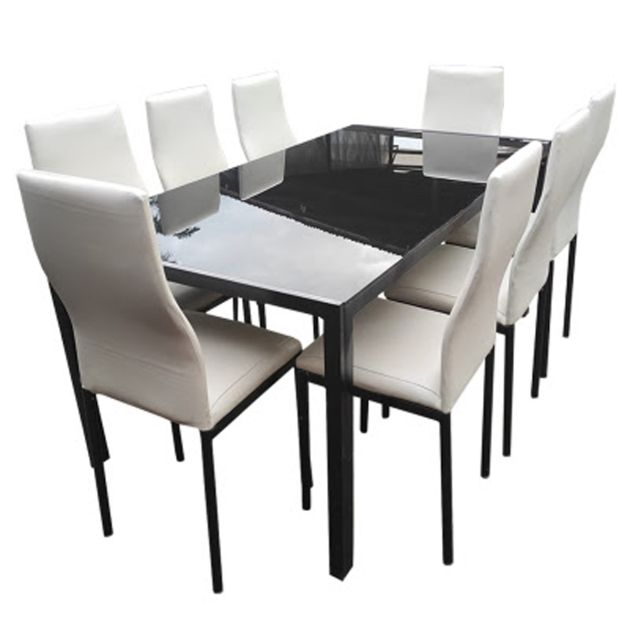 Table à manger contemporaine métal, bois et verre Cassiopée - 8933